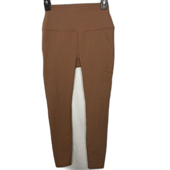 AVALANCHE Cargo Leggings Stretch Pull On Hiking Pockets Yoga Womens S Brown - Picture 2 of 10
